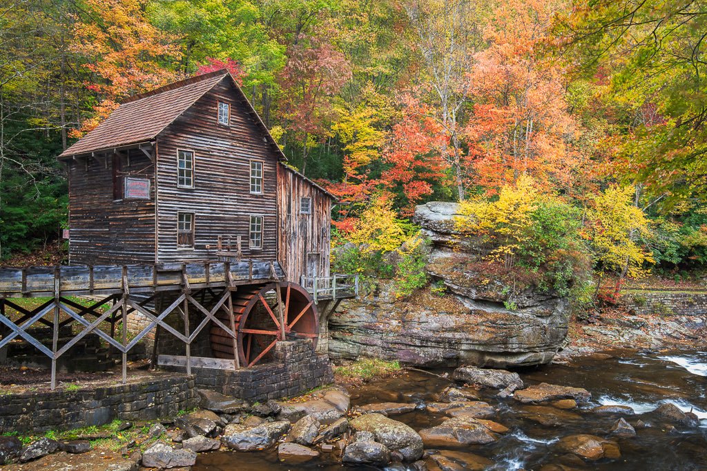 Babcock Grist Mill Side View - Reflection in a Pool