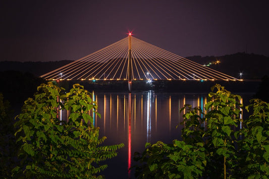 East Huntington Bridge at Night - Reflection in a Pool