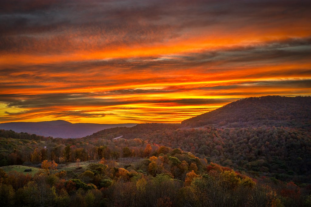 Scenic Highway Autumn Sunset - Reflection in a Pool
