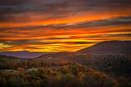 Scenic Highway Autumn Sunset - Reflection in a Pool
