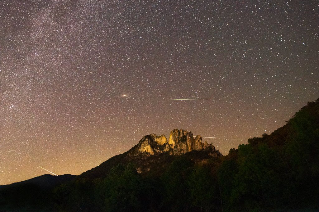 Seneca Rocks Perseids - Reflection in a Pool