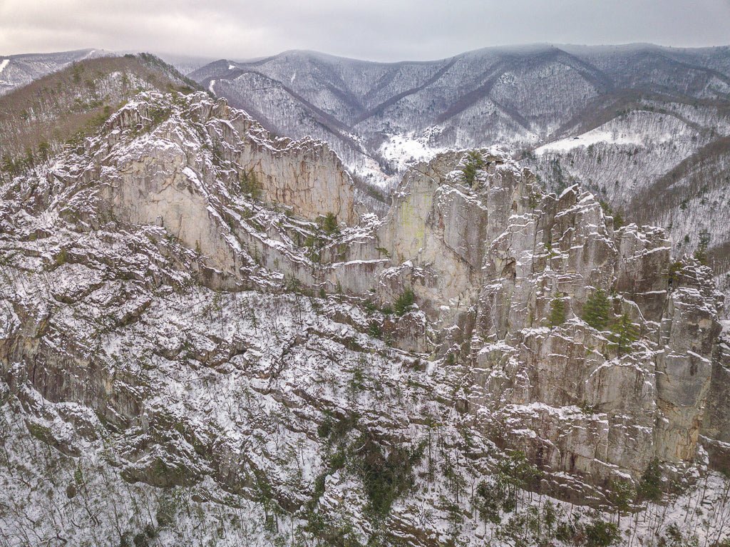Seneca Rocks Snowfall - Reflection in a Pool
