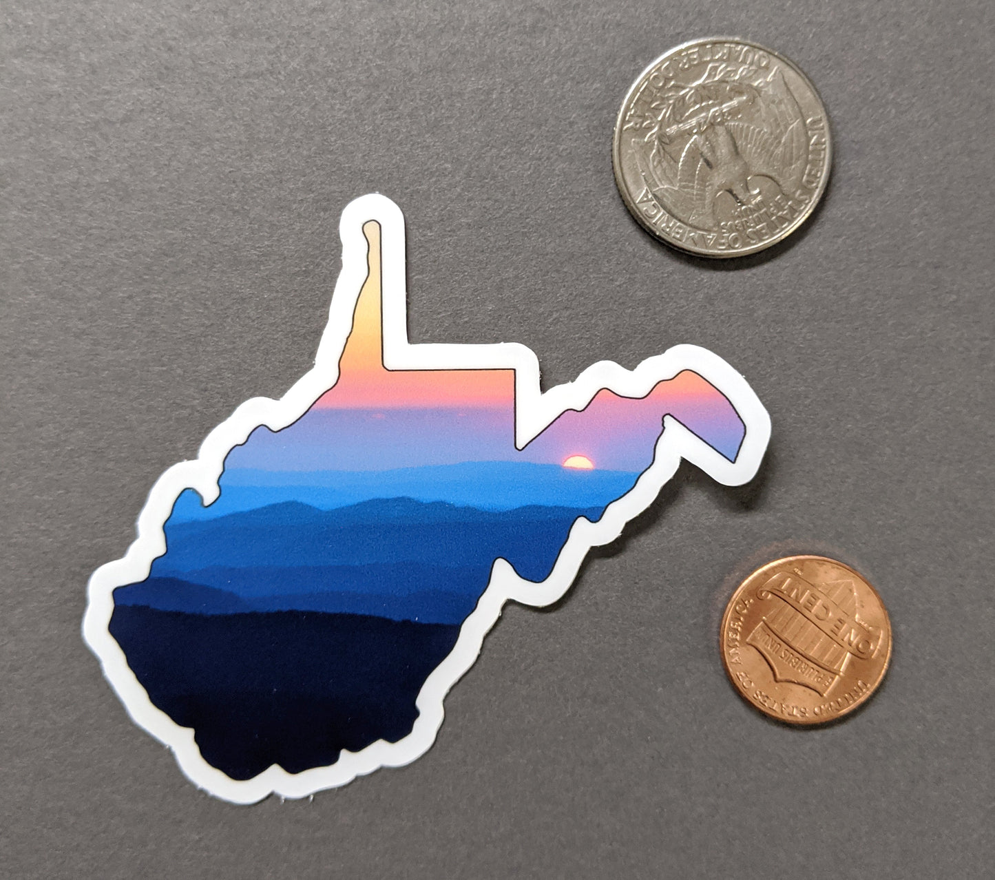 West Virginia Mountains Sticker - Vinyl Sticker - Sunset - Reflection in a Pool