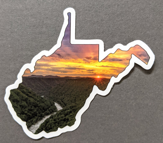 West Virginia New River Gorge Sticker - Vinyl Sticker - Sunset - Mountains - Reflection in a Pool