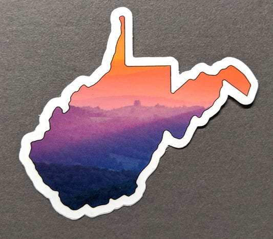 West Virginia Red Mountains Sticker - Vinyl Sticker - Sunset - Reflection in a Pool