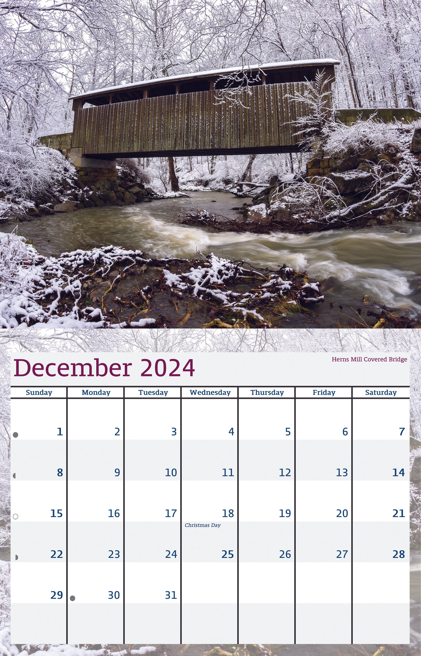 West Virginia Scenics 2024 Wall Calendar 11x8.5 - WV Photography - Reflection in a Pool
