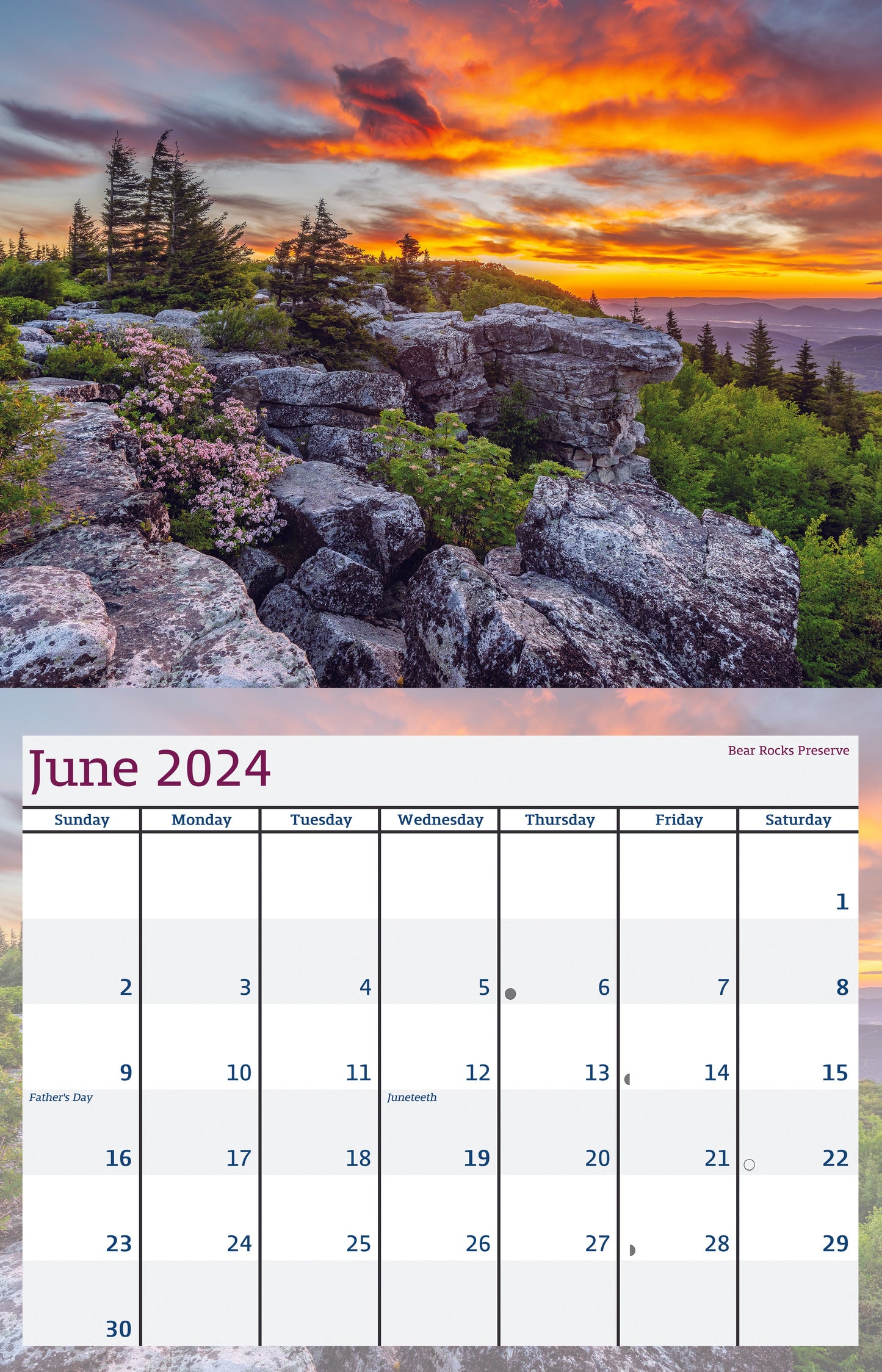 West Virginia Scenics 2024 Wall Calendar 11x8.5 - WV Photography - Reflection in a Pool