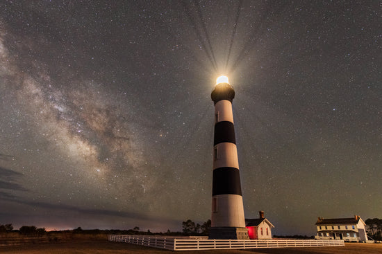 Bodie Lighthouse at night with the Milky Way - Cape Hatteras National Seashore, Outer Banks, North Carolina