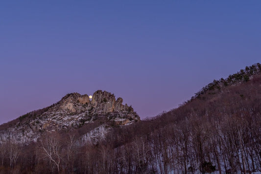 Twilight Moon Alignment in Winter - Reflection in a Pool