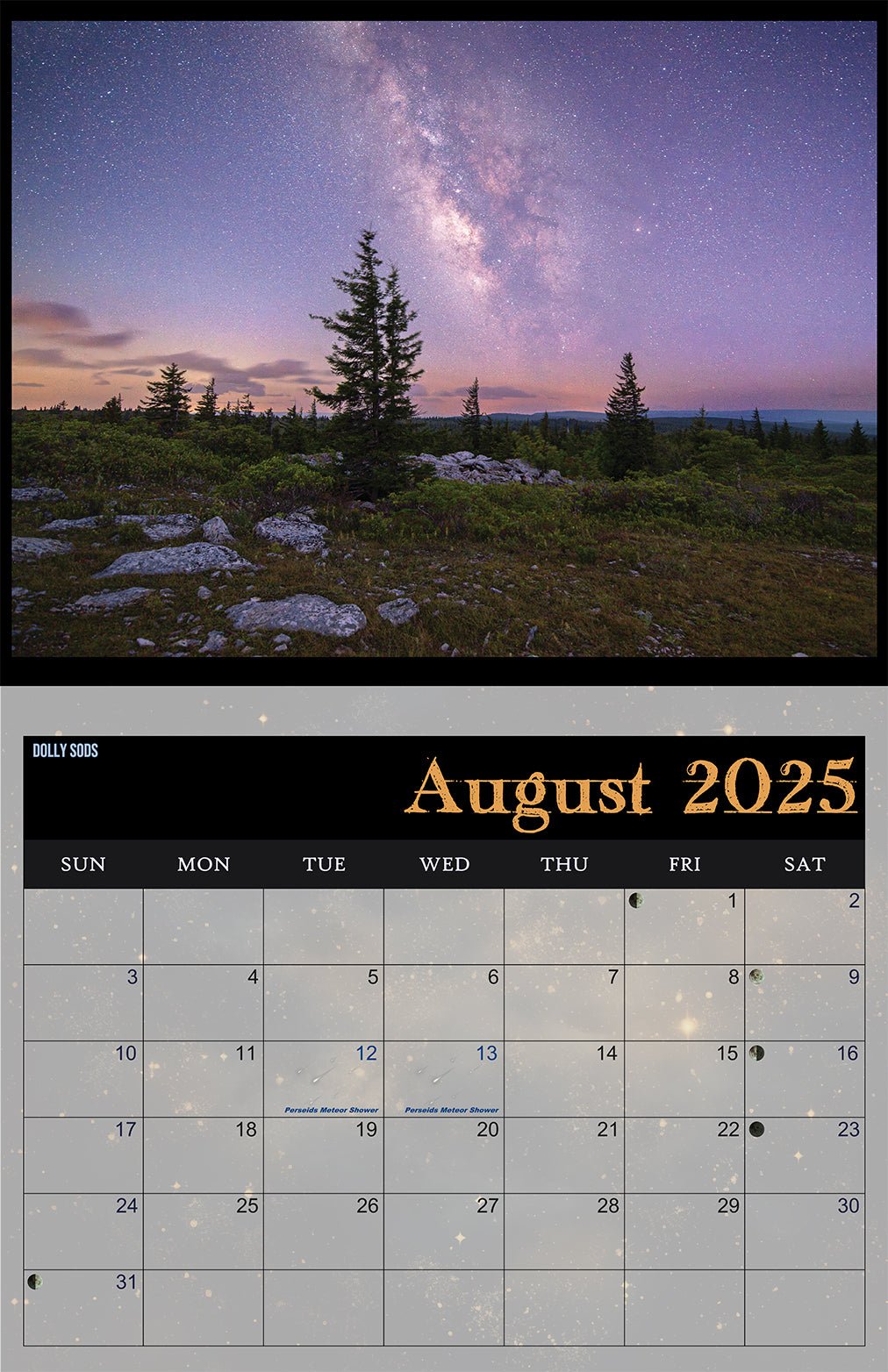 West Virginia Night Skies 2025 Wall Calendar 11x8.5 - WV Photography - Reflection in a Pool