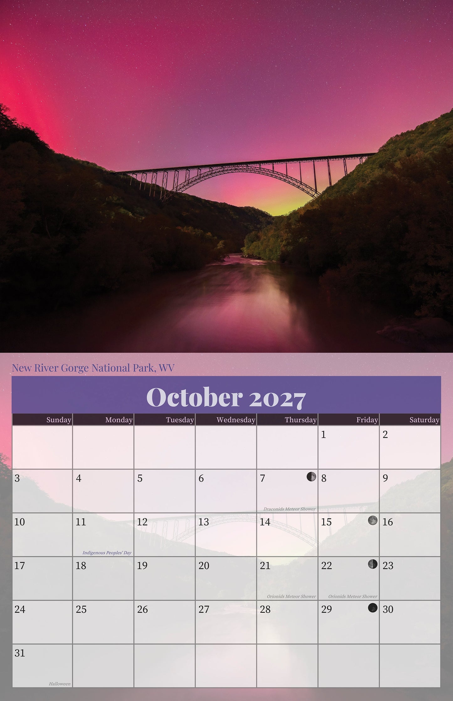 West Virginia Night Skies 2027 Wall Calendar 11x8.5 - WV Photography - Reflection in a Pool