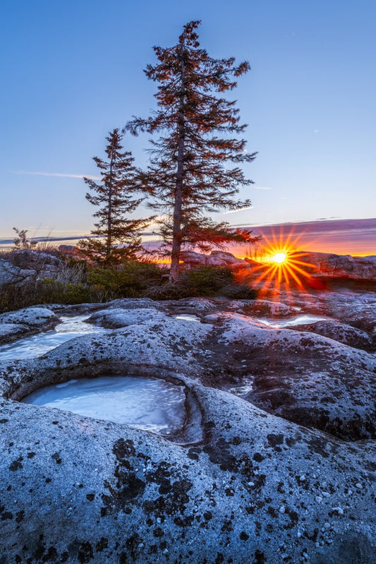 Winter Solstice on the Rocks - Reflection in a Pool