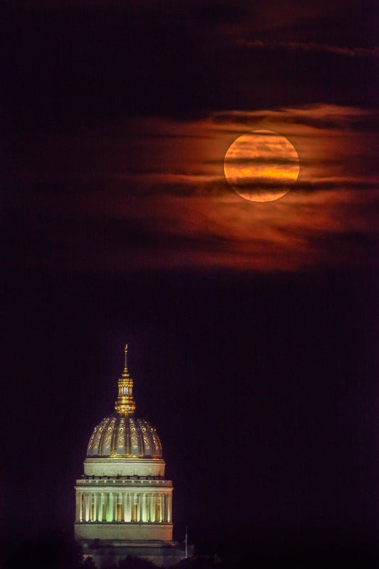 Capitol Supermoon - Reflection in a Pool