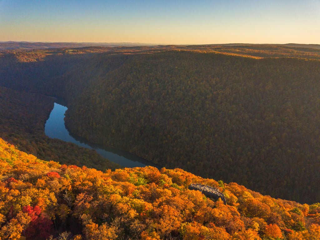 Coopers Rock Autumn Aerial - Reflection in a Pool