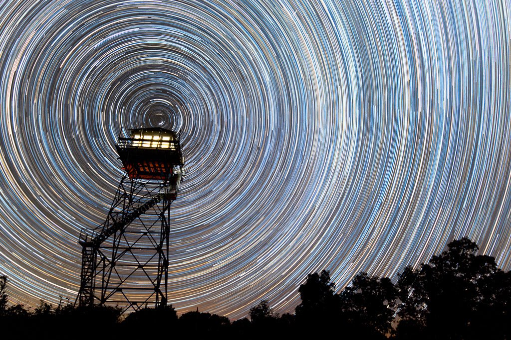 Fire Tower Star Trails - Reflection in a Pool