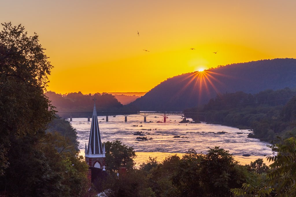 Jefferson Rock Sunrise - Harpers Ferry, WV – Reflection in a Pool