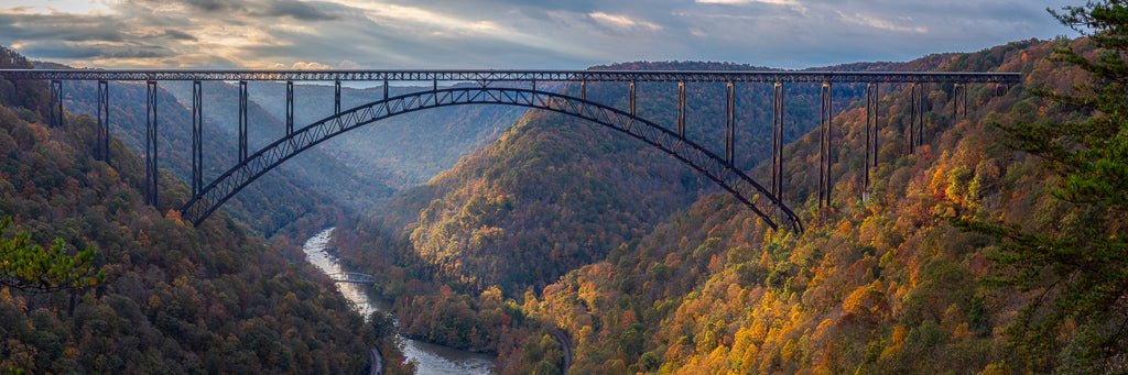 New River Gorge Bridge Autumn Panorama - Reflection in a Pool