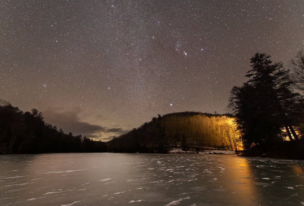 The Great Hunter and The Pleiades over Watoga Lake - Reflection in a Pool
