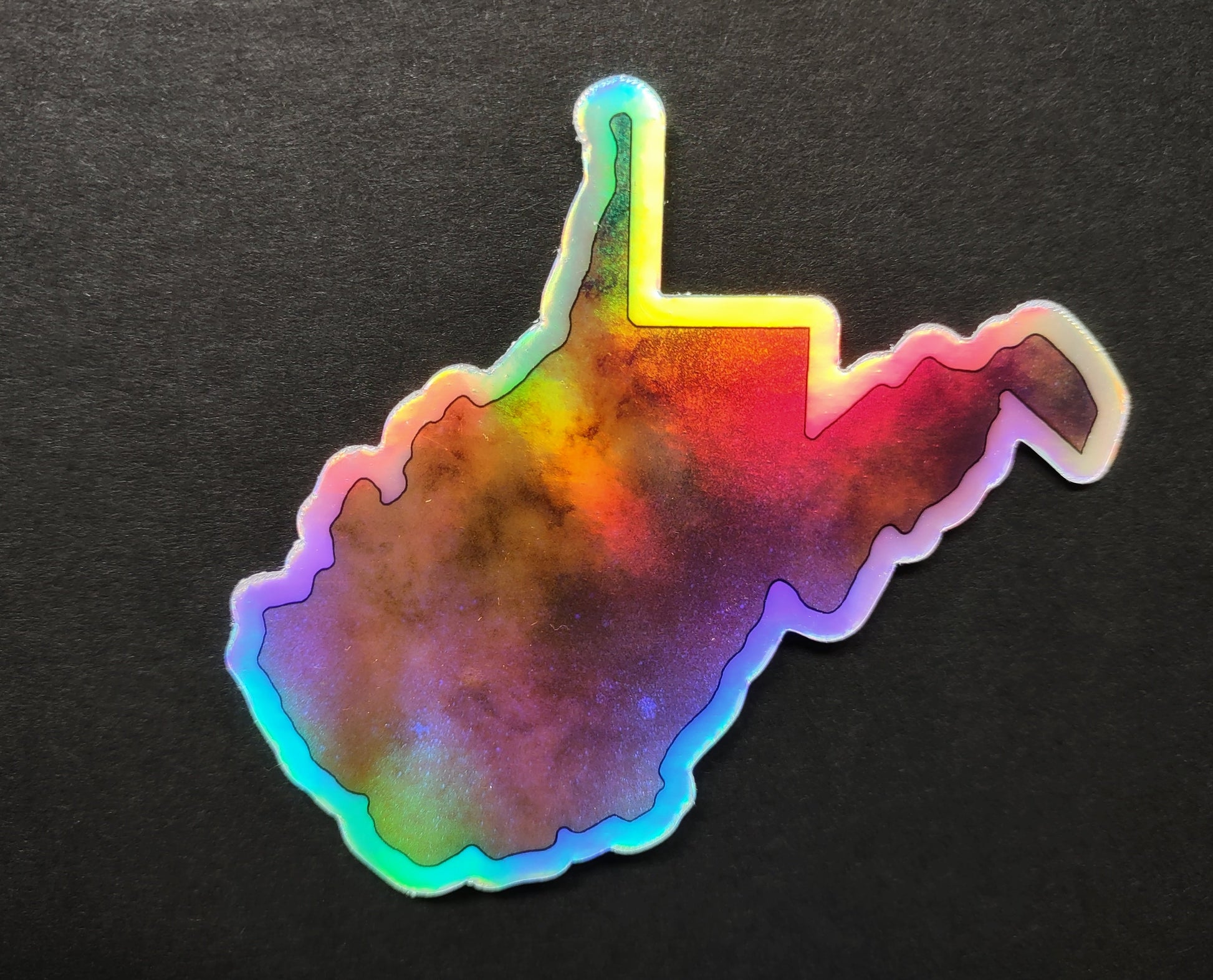 West Virginia Holographic Milky Way Sticker v2 - Vinyl Sticker - Stars - Reflection in a Pool