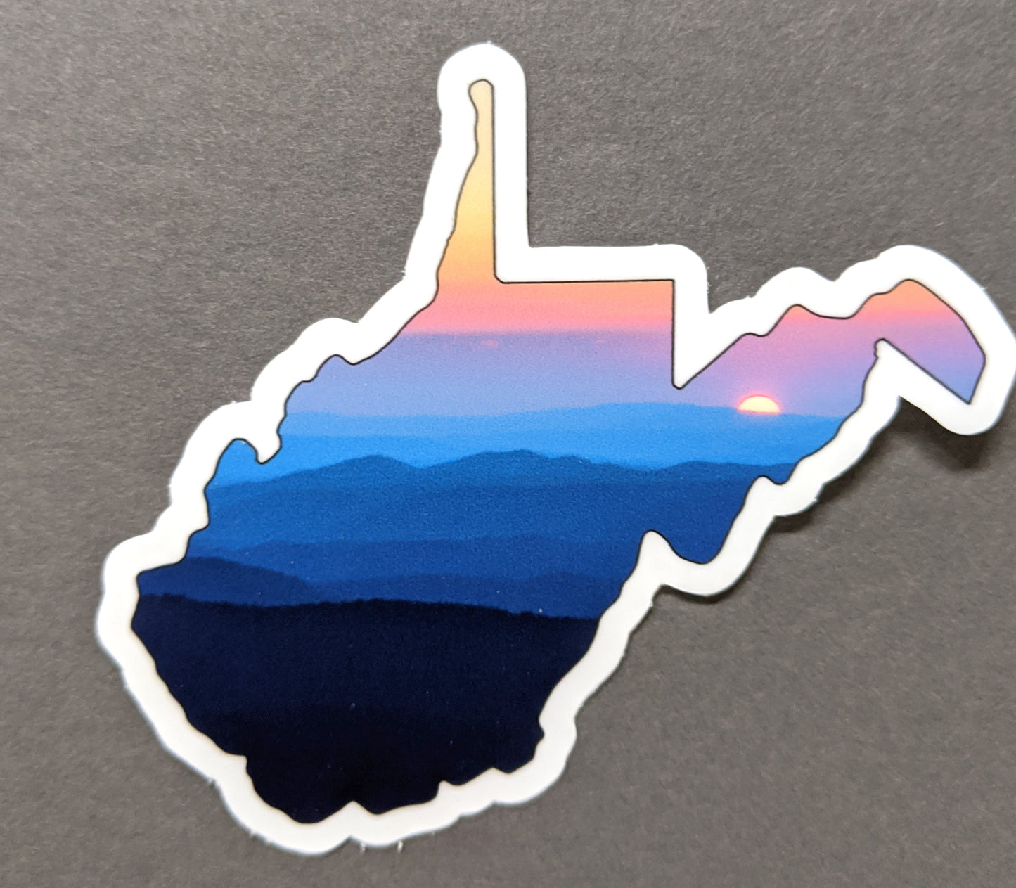 West Virginia Mountains Sticker - Vinyl Sticker - Sunset - Reflection in a Pool