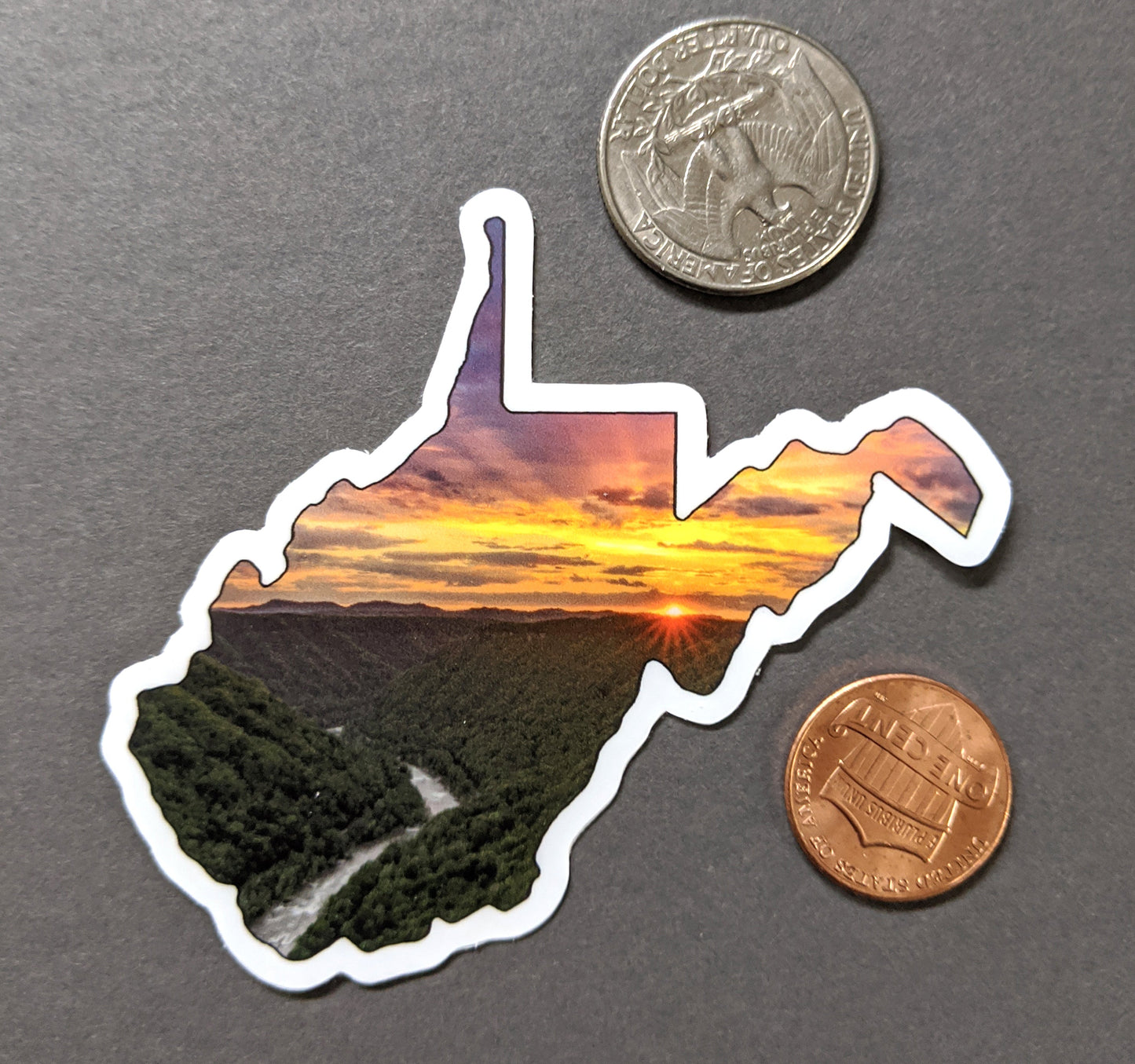 West Virginia New River Gorge Sticker - Vinyl Sticker - Sunset - Mountains - Reflection in a Pool