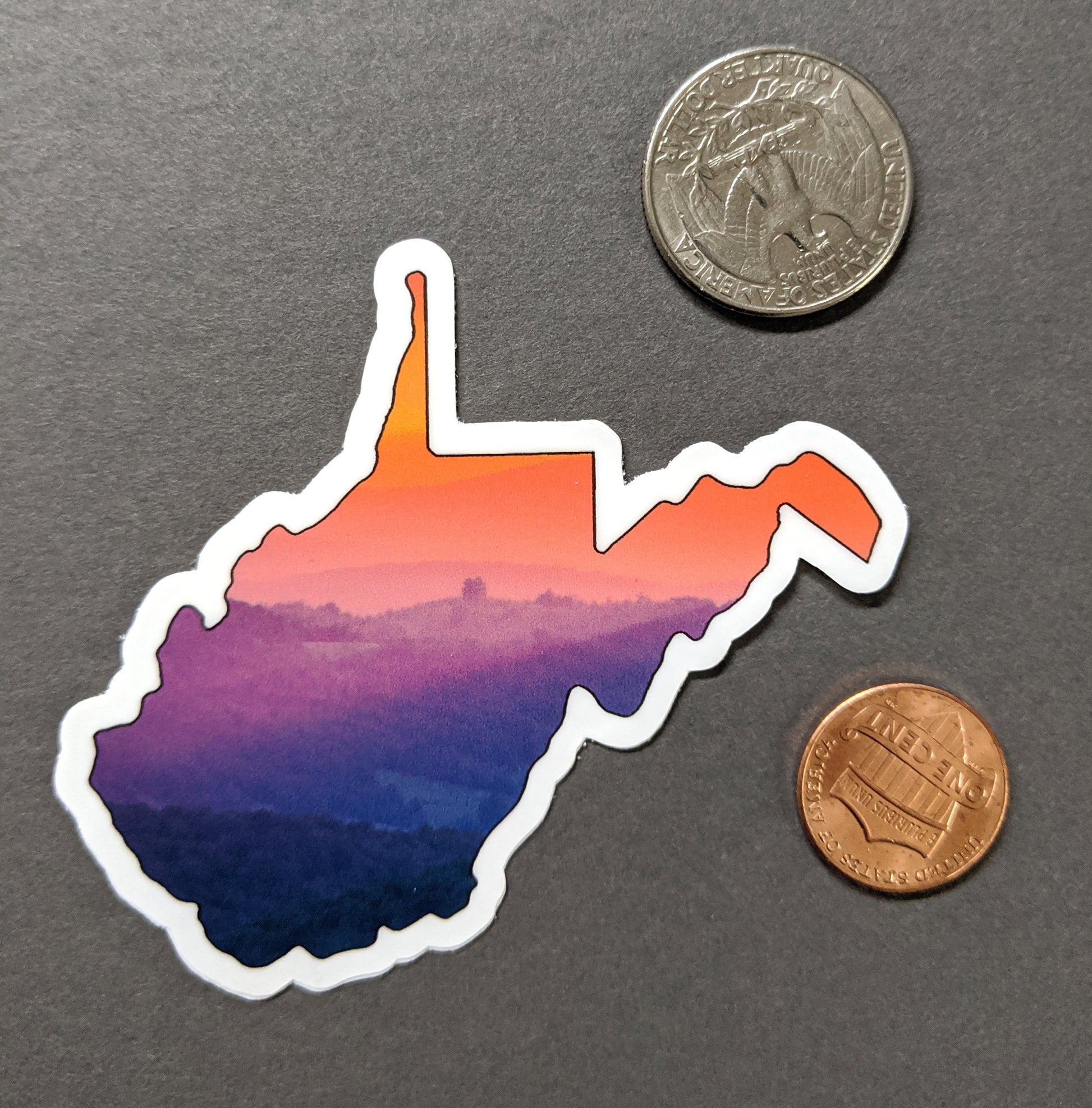 West Virginia Red Mountains Sticker - Vinyl Sticker - Sunset - Reflection in a Pool